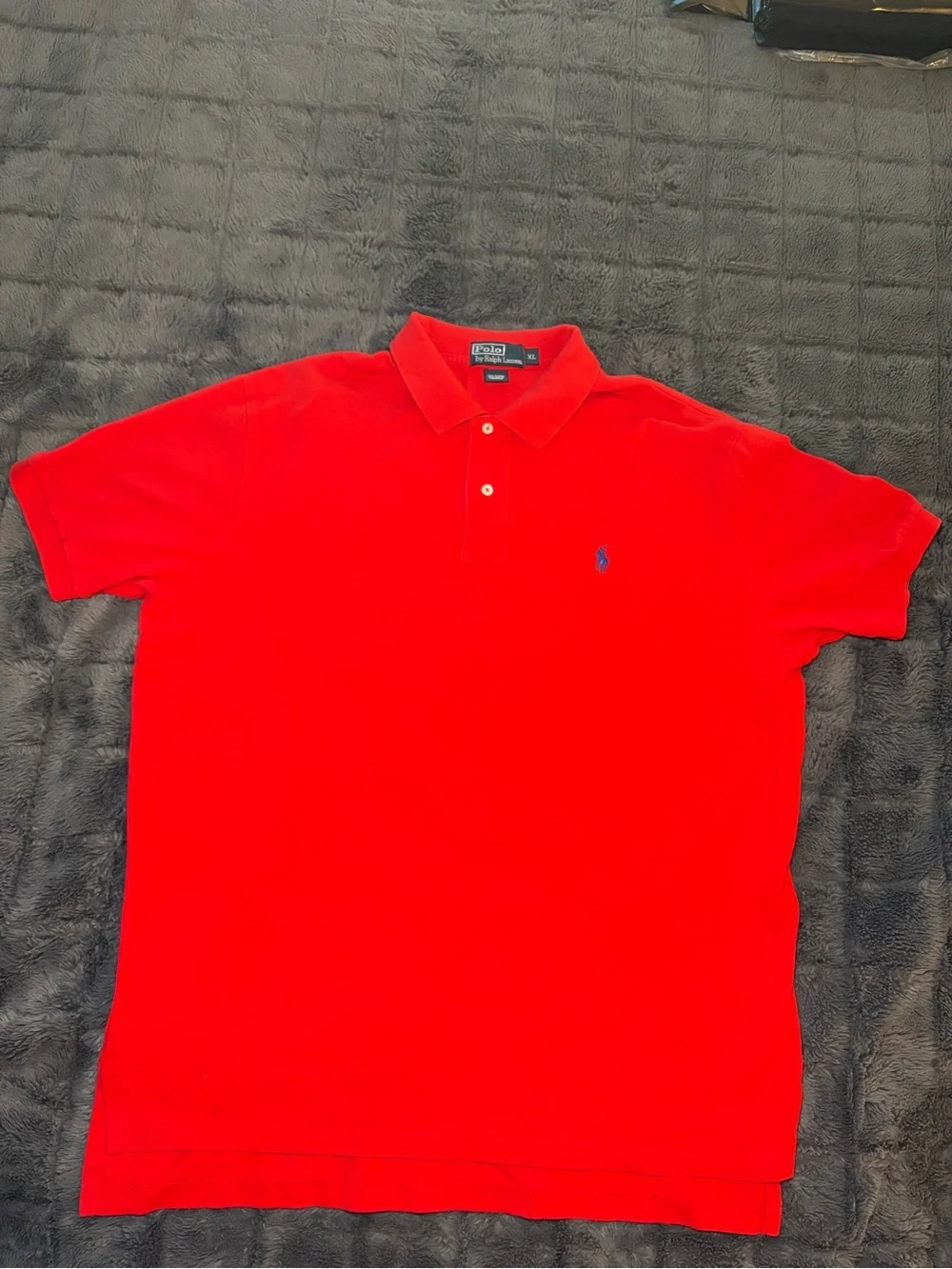Polo Ralph Lauren Men's Red Solid Knit Pony Logo Short Sleeve Collared Shirt XL